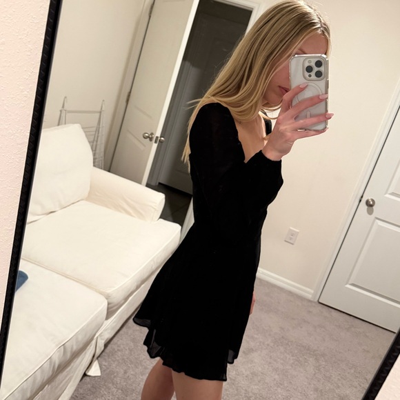 Reformation Dresses & Skirts - Reformation Black Chiffon Mini Dress 4